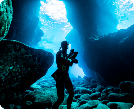 diver keeps fins underwater